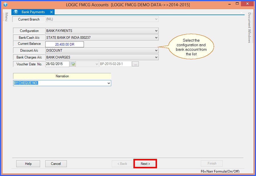 fmcg bank payments header details